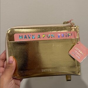 NWT Ban.do Shimmering Gold Clutch for passport travel
